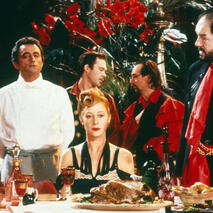 Screencap of the film The Cook, the thief, his wife & her lover.
